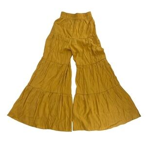 SHEIN Yellow Ruffle Hem Wide Leg Pants Size X-Small Women’s